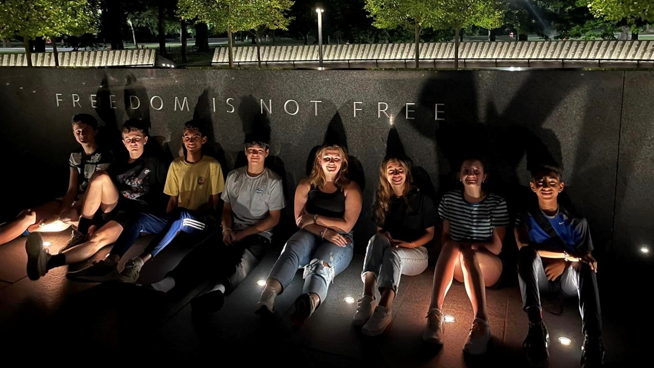 YAF Houston students at the Korean War Memorial — Freedom Is Not Free